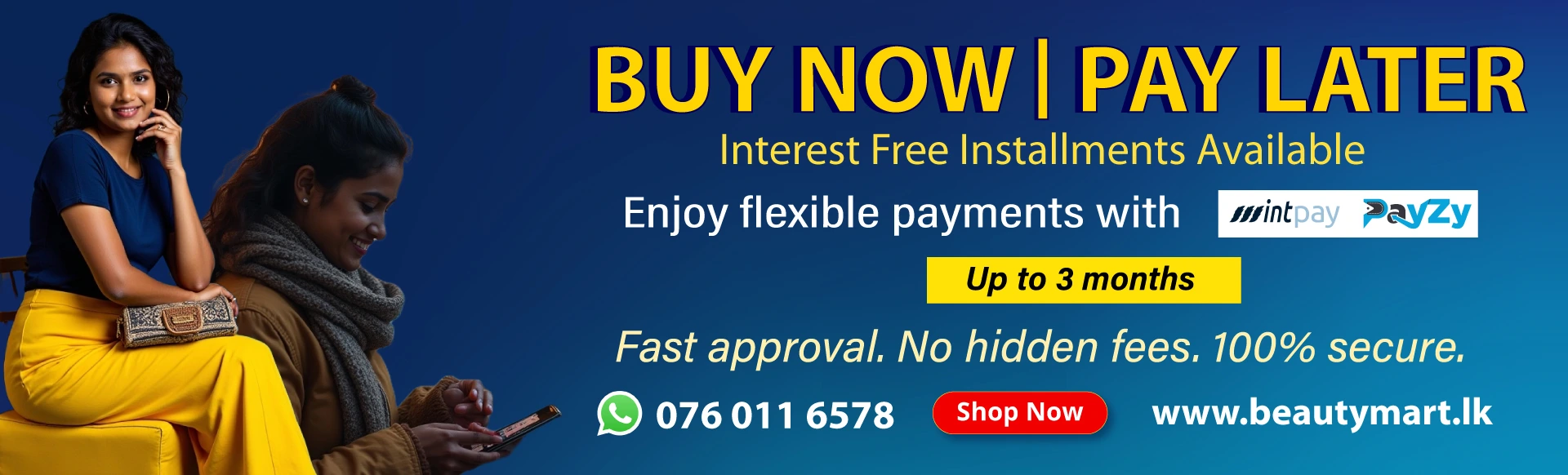 Interest Free Installments Available big banner