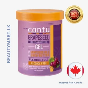 Cantu Grapeseed Strengthening Styling Gel 524g large purple tub with gold lid, extra hold for curls coils ponytails braids, no crunch no flakes