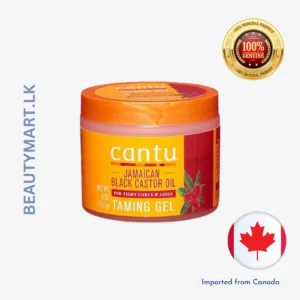 Cantu Jamaican Black Castor Oil Taming Gel 113g black squeeze tube with gold cap, edge control and sleek hairstyles, no crunch no flakes