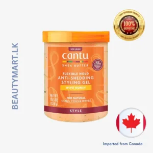 A tub of Cantu Anti-Shedding Styling Gel with shea butter, perfect for defining curls and reducing breakage.