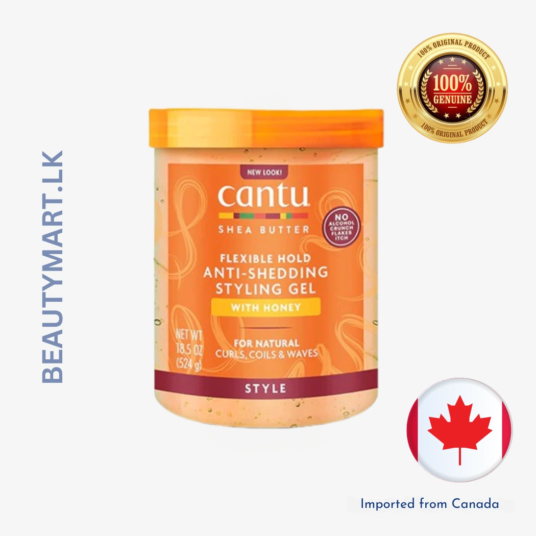 cantu-shea-butter-anti-shedding-styling-gel-524g A tub of Cantu Anti-Shedding Styling Gel with shea butter, perfect for defining curls and reducing breakage.