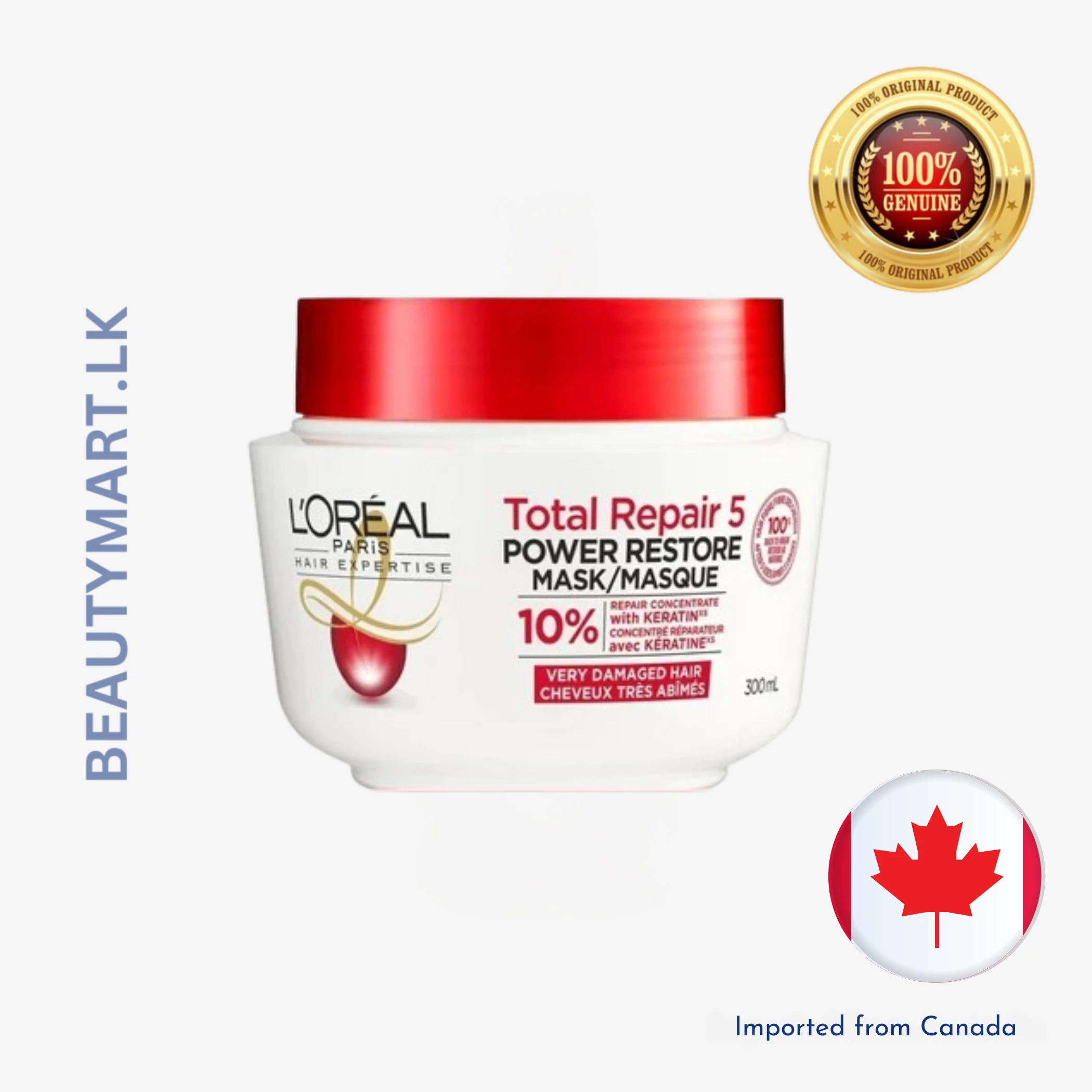 l'oreal-paris-hair-expertise-total-repair-5-power-restore-hair-mask-300ml L'Oréal Paris Total Repair 5 Power Restore Hair Mask 300ml jar for damaged hair repair and nourishment