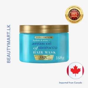 OGX Extra Strength Hydrate & Repair + Argan Oil of Morocco Hair Mask 168g golden tub with black lid, intense hydration for dry damaged hair